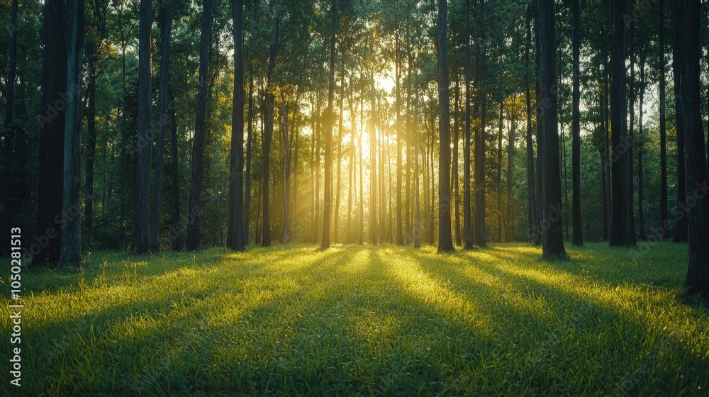 Obraz premium Sunlight Filtering Through Ancient Dense Forests