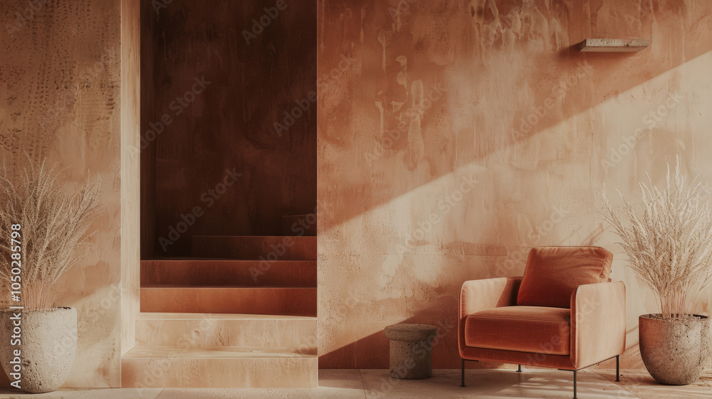 terra cotta accent armchair in spacious room terra cotta accent armchair in spacious room