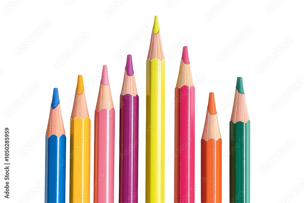 Colorful arrangement of artist's pencils showcasing vibrant hues ideal for drawing and coloring activities Colorful arrangement of artist's pencils showcasing vibrant hues ideal for drawing and coloring activities