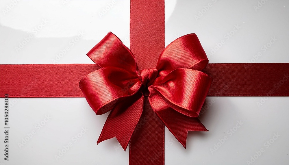 realistic gift wrapping design with shiny red ribbons and bow isolated on white background realistic gift wrapping design with shiny red ribbons and bow isolated on white background