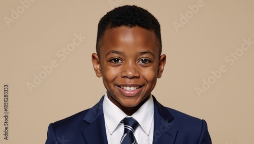 A young African American man in formal attire is depicted in the image photo