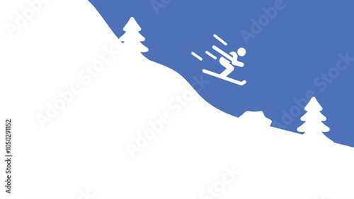 Person skiing on snow downhill icon vector illustration. Winter activity concept.