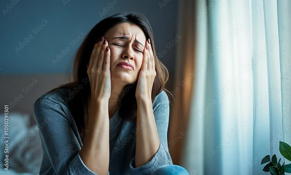 Sad Woman Sitting Alone in Bedroom