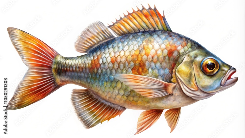 Fototapeta premium Freshwater fish isolated on a white background close up