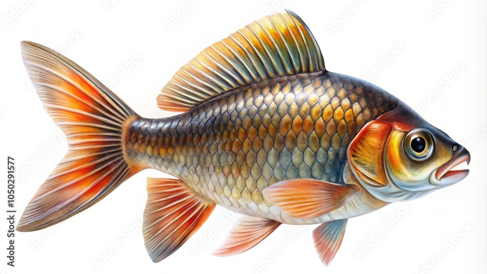 Fototapeta premium fish, Freshwater fish isolated on a white background close up