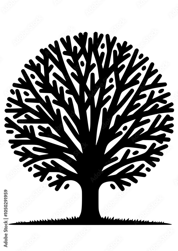Naklejka premium Tree Svg, Tree Icon, Plant SVG, Leaves SVG, Family Tree SVG, Tree Clipart, Tree Cricut, Tree Cut file, Tree of Life SVG, Tree with branches, Forest SVG, Wood SVG, Tree PNG, JPG