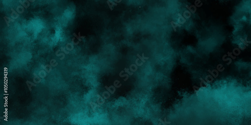 abstract cloud and vapor texture background. Black and Green smoke aquarelle smudge illustration smooth grungy smokey light pastel colors ink glow. Teal color powder explosion	
