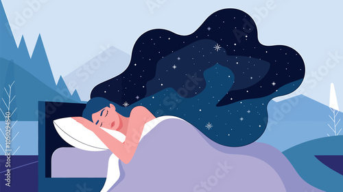 Peaceful Night's Sleep with Dreamlike Starry Hair