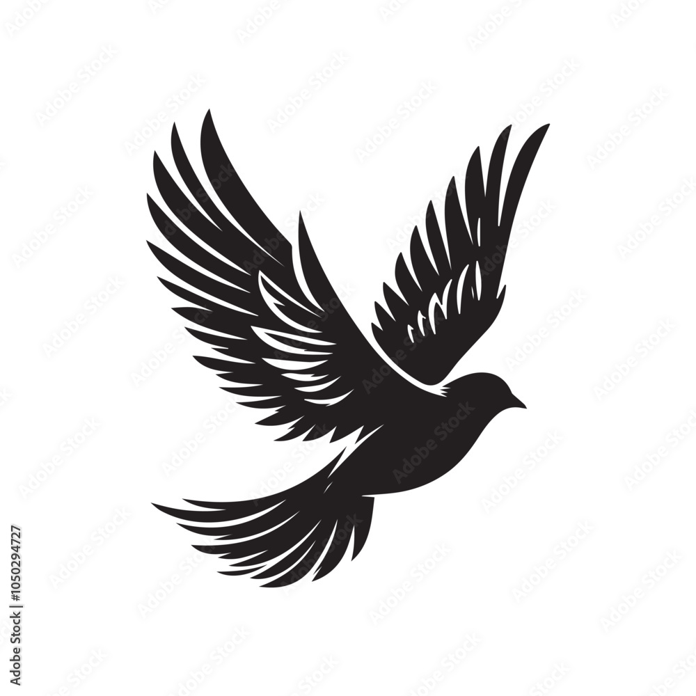 Obraz premium Flying Bird silhouette in Vector illustration. isolated bird flying. tattoo design. 