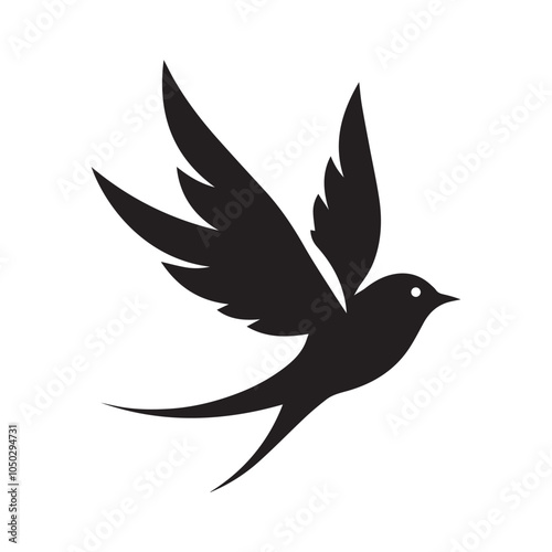 Flying Bird silhouette in Vector illustration. isolated bird flying. tattoo design. 