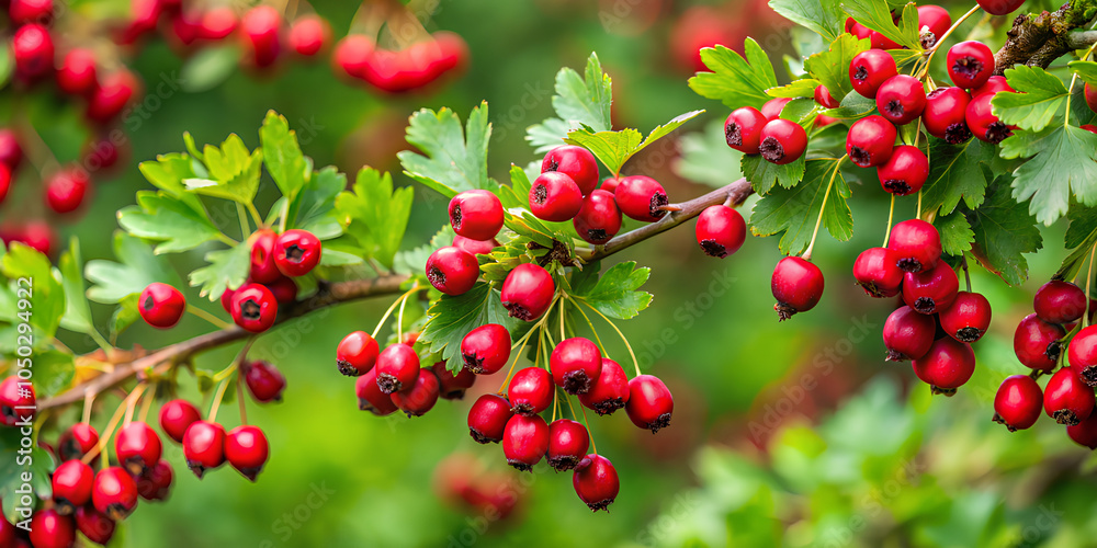 Obraz premium Branches of hawthorn strewn with berries