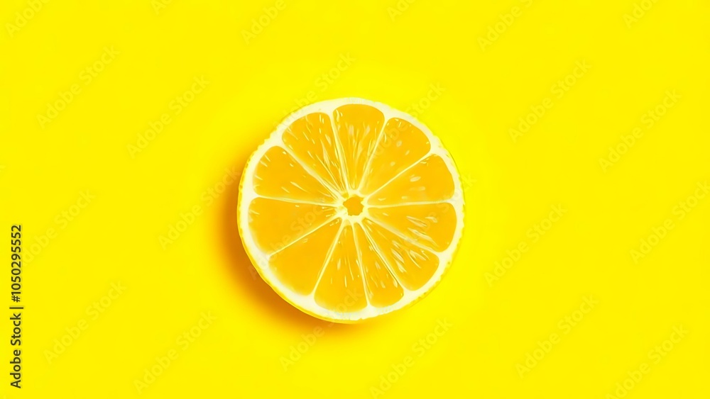 Lemon Slice on Yellow Background Lemon Slice on Yellow Background