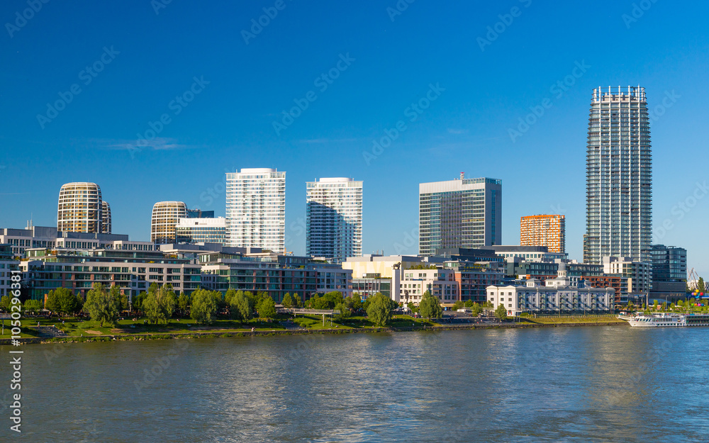 Cityscape of the modern Bratislava, Slovakia.