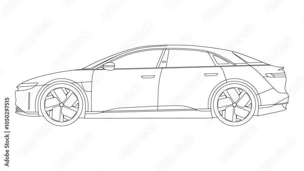 Fototapeta premium Lucid Air EV USA Modern Sedan Speed Vector Electric Vehicle Car