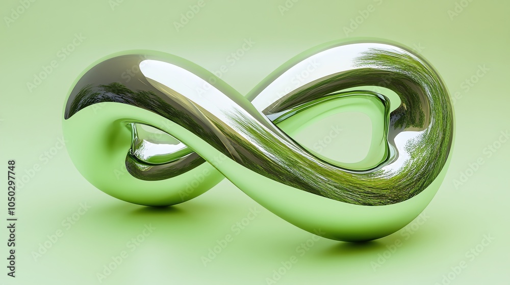 A shiny, chrome infinity symbol. A shiny, chrome infinity symbol.