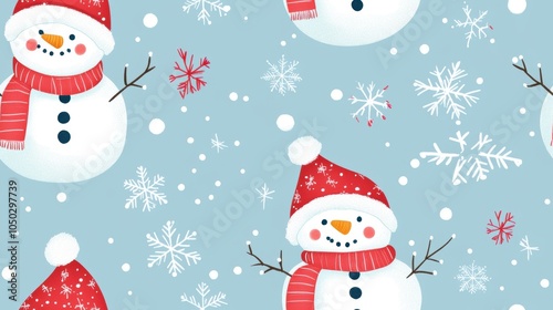 Cute snowman. Winter holiday theme.