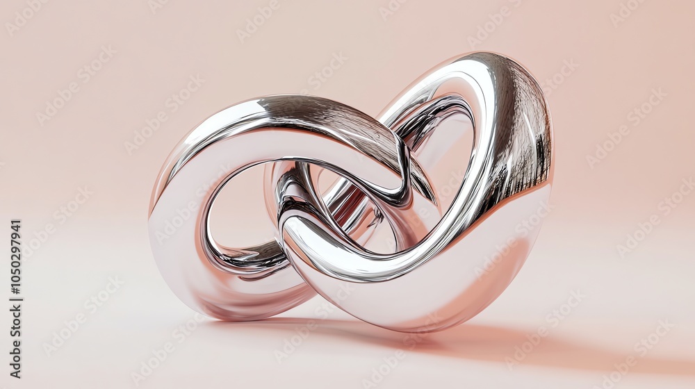 A shiny, chrome infinity symbol.