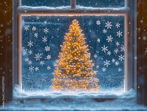 christmas tree on snow