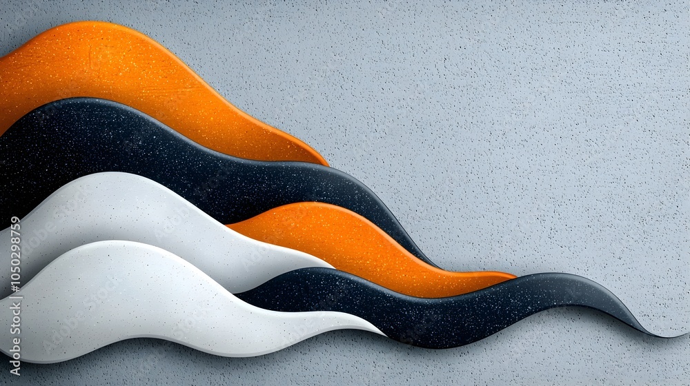 Obraz premium A dynamic blend of grainy textures and abstract black orange and white waves set against a noisy gray background creating a bold and visually striking banner design ideal for branding marketing