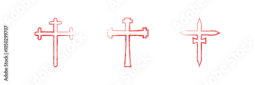 Christian cross set. Abstract religious cross icon collection. Set of cross icons for religion.