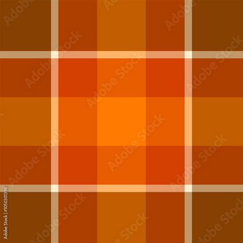 Desert plaid vector textile, smooth background pattern texture. Madras seamless check fabric tartan in orange and persimmon colors.