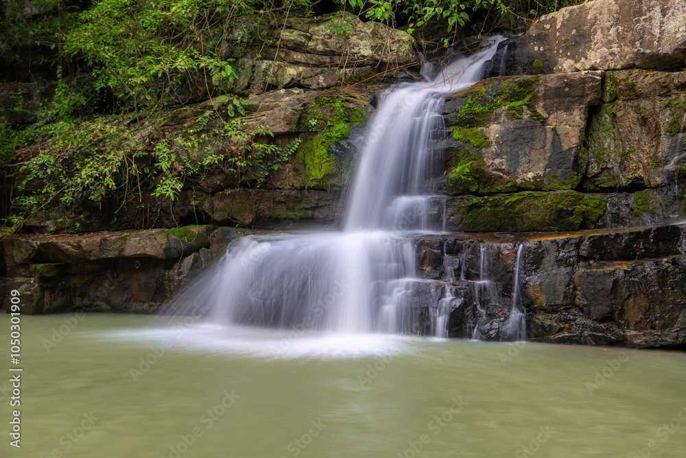 Fototapeta premium Tab tewa waterfall at dong phayayen-khao yai forest complex in pangsida national park. sakaeo province thailand.