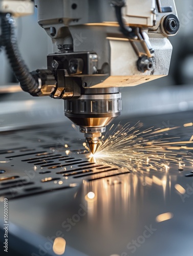 Close-up of a Laser Cutting Machine in Action