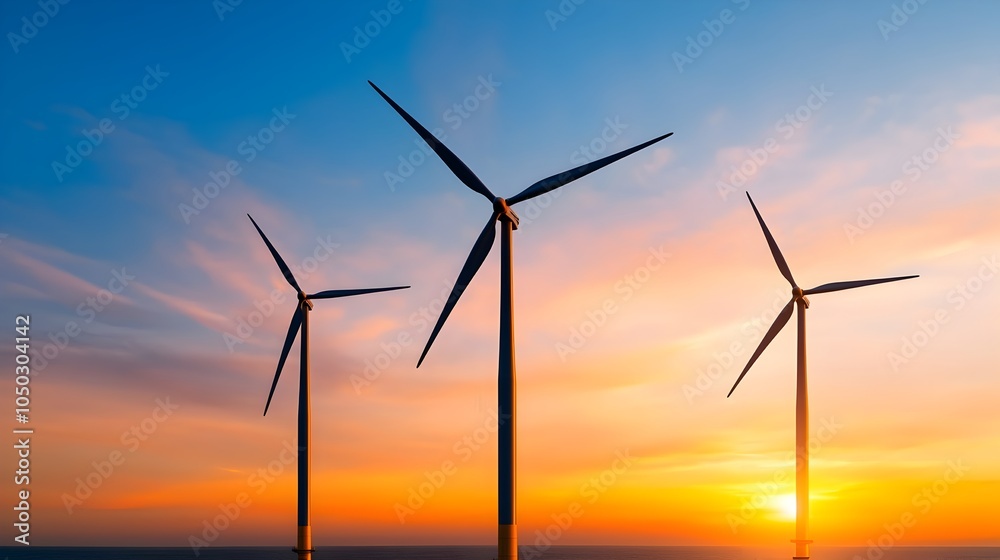 Wind turbine technician wearing safety harness and equipment scaling platform with turbines towering in the background calm ocean waves below captured at sunset Wind turbine technician wearing safety harness and equipment scaling platform with turbines towering in the background calm ocean waves below captured at sunset