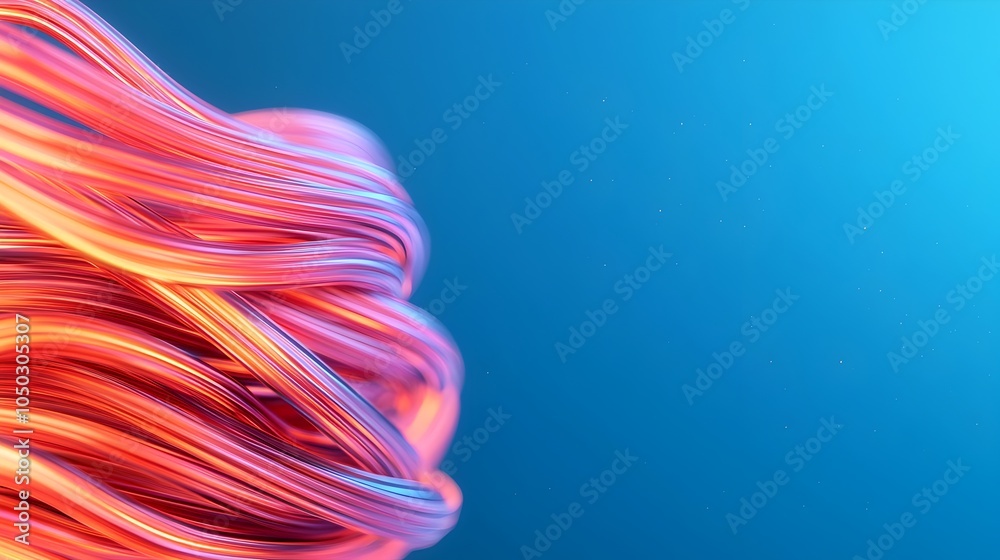 Fototapeta premium Macro close up of an RJ45 Ethernet cable with glowing connection points and vibrant light flows through the transparent connector