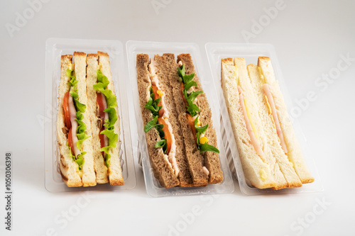 Assorted Packaged Sandwiches with Various Fillings