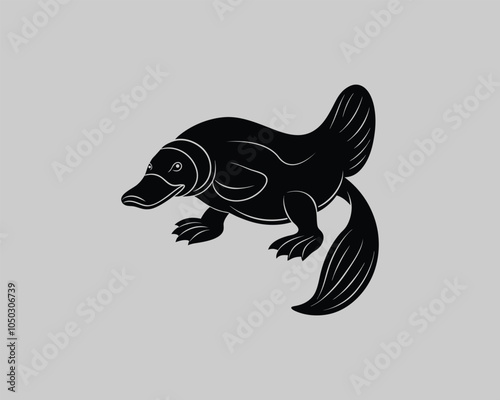 platypus silhouette Vector illustration isolated on white background. photo