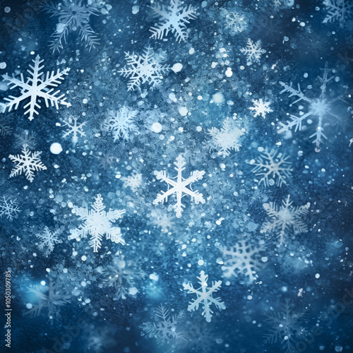Falling Snowflakes on a Glittering Blue Background Creating a Magical Winter Wonderland Atmosphere for the Holiday Season
