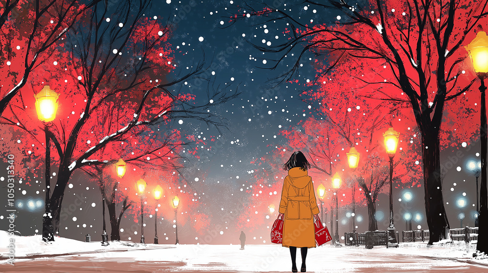 Obraz premium Winter in the city , Christmas and New Year decorations 