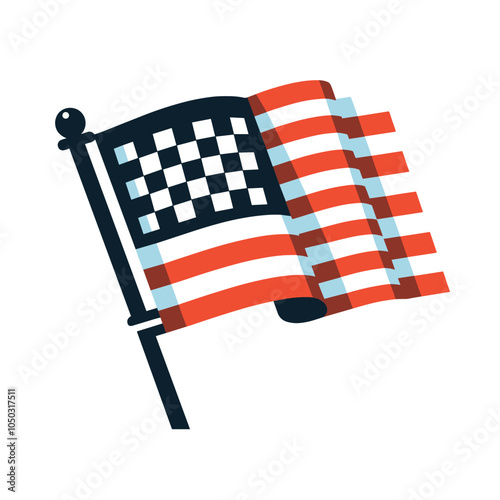Abstract American flag with stripes racing and patriotism fusion