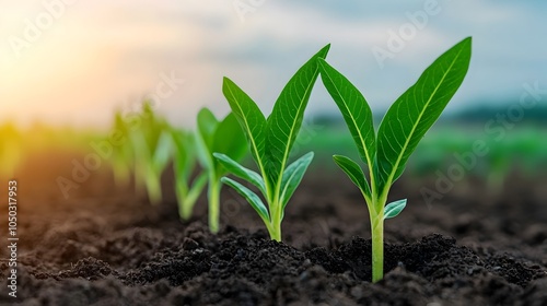 Corn seedlings thriving under smart farming technology