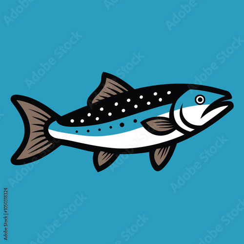 Solid color Lake Trout animal Vector design