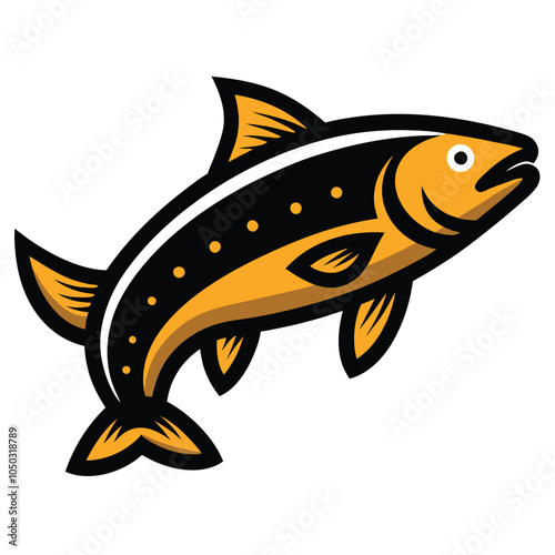 Solid color Lake Trout animal Vector design