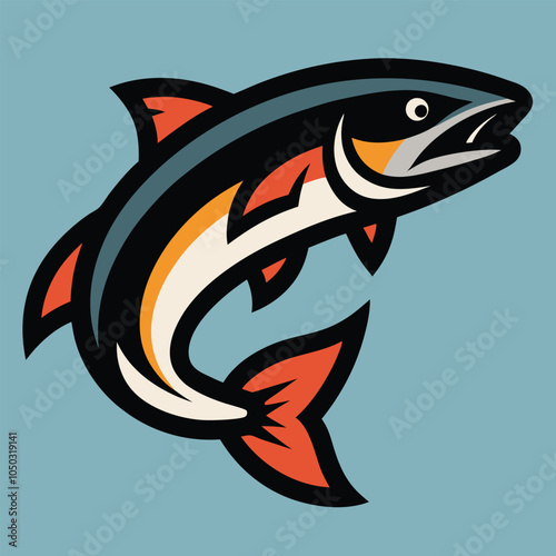 Solid color Lake Trout animal Vector design