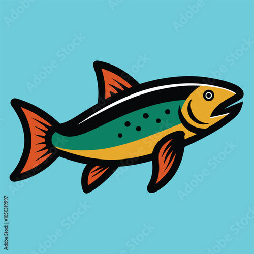 Solid color Lake Trout animal Vector design