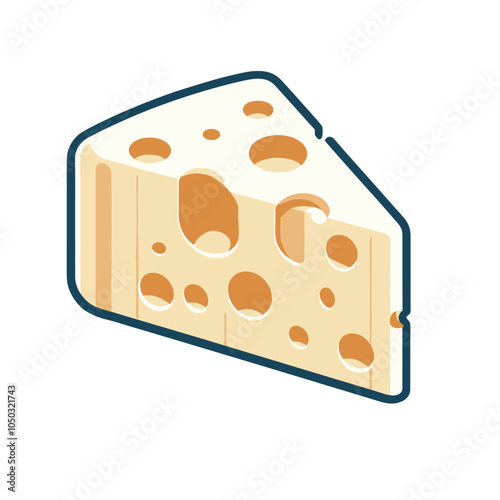 Cartoon swiss cheese wedge illustration with distinctive holes