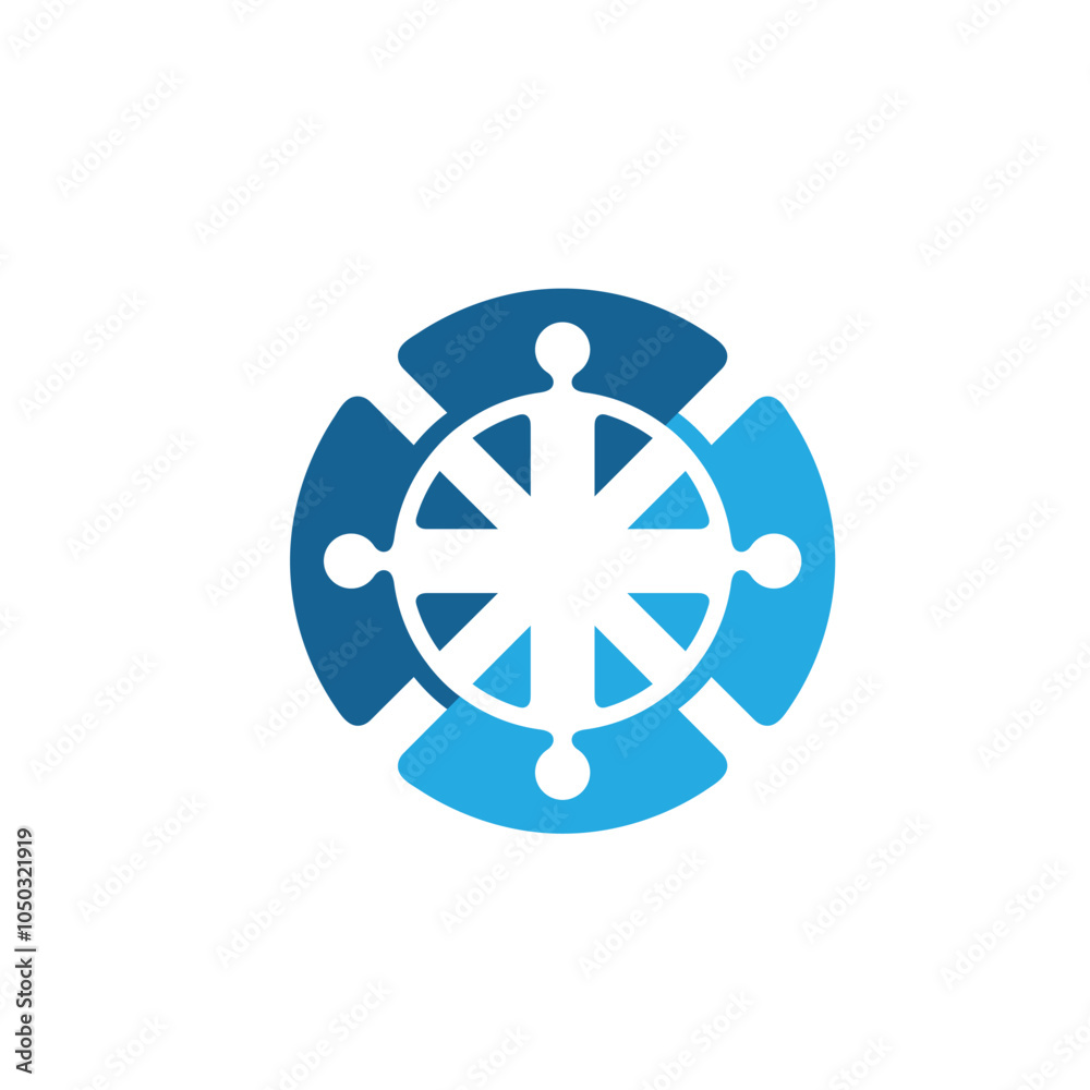 Fototapeta premium Creative Four People Circle Logo Abstract Character Vector Design Symbol Icon 