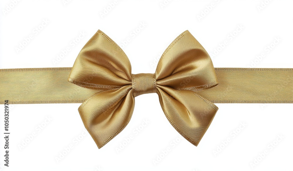 Fototapeta premium Gold Ribbon with Bow Isolated on White Background