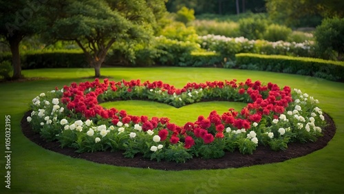Wallpaper Mural Beautiful Heart-Shaped Flower Garden Arrangement in a Serene Park During the Spring Afternoon Sunlight Torontodigital.ca