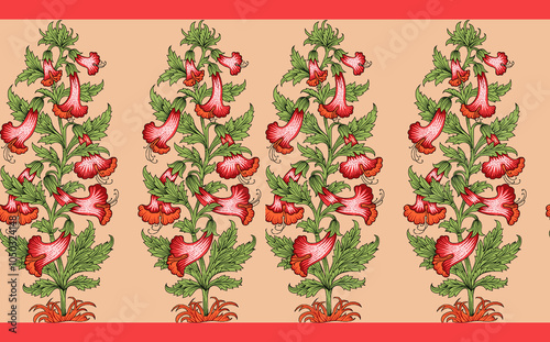 Obraz na płótnie seamless beautiful wallpaper cards border design floral leaf vintage ornament Victorian geometric ethnic print paisley w salonie