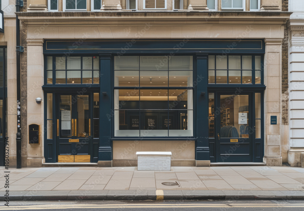 Front view mock up template of a retail store or coffee shop cafe Front view mock up template of a retail store or coffee shop cafe