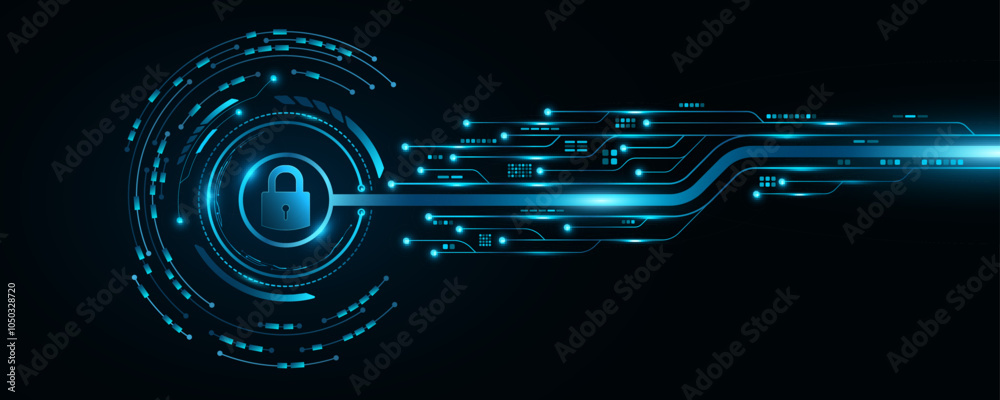 Futuristic background for unlocking UI system. Lock scan with digital