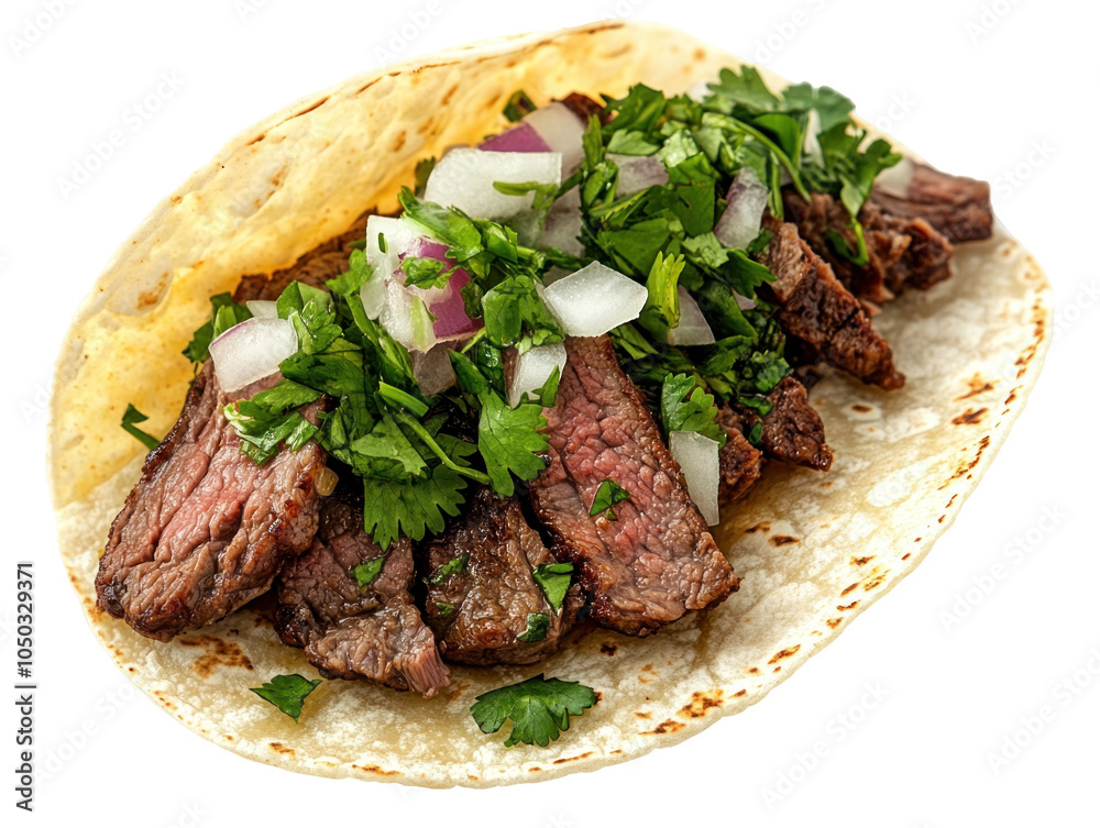 Delicious Taco with Grilled Beef and Fresh Toppings Delicious Taco with Grilled Beef and Fresh Toppings