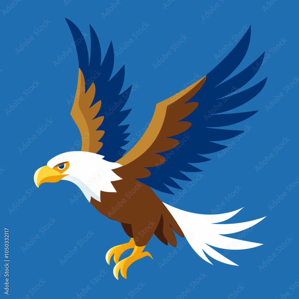 Fototapeta premium american bald eagle with flag