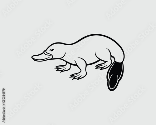 platypus silhouette Vector illustration isolated on white background. photo