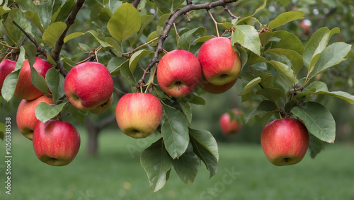 Wallpaper Mural Close-up of ripe red apples hanging from a tree branch. Torontodigital.ca